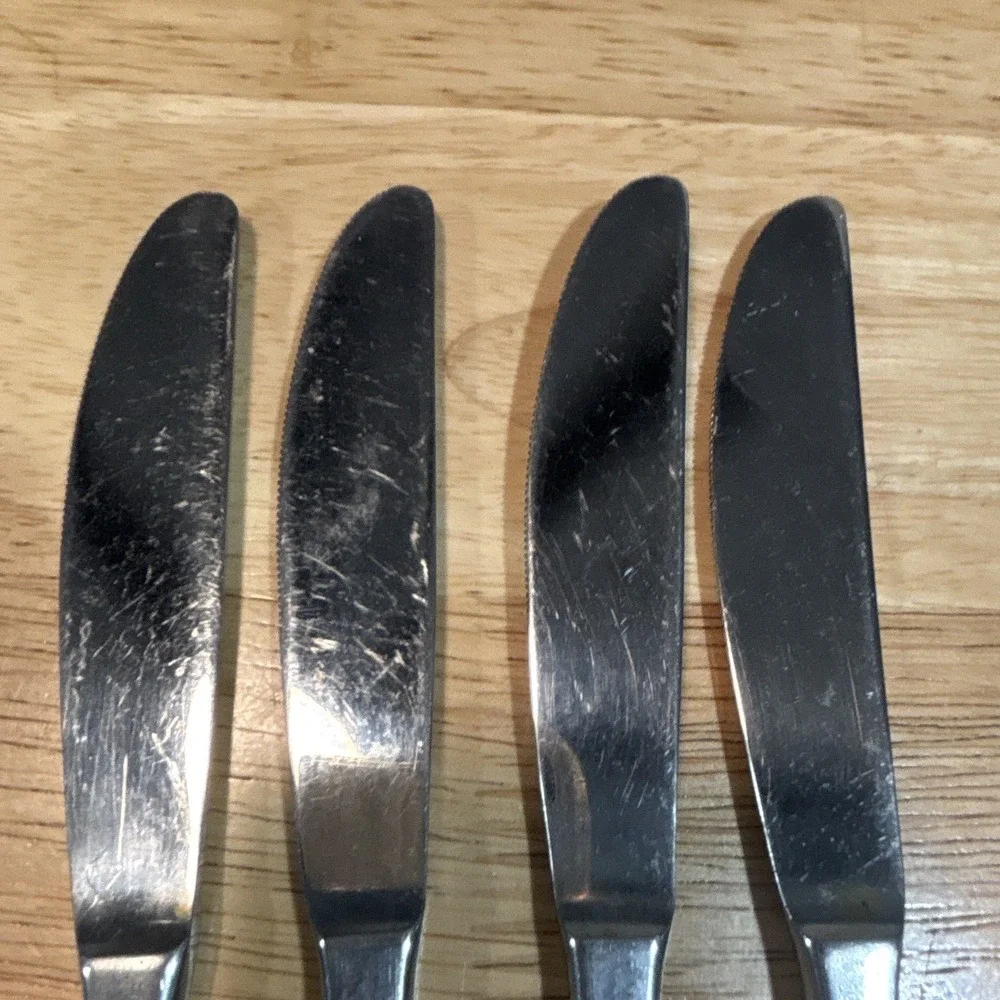 Stanley Roberts Stainless Steel Dinner Knives Floral Handle Lot of 4